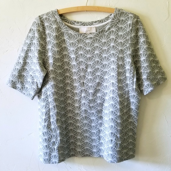 LOFT Tops - LOFT Ann Taylor Grey & White Short Sleeve Blouse